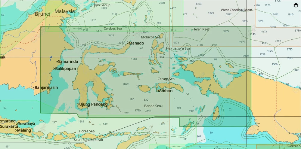 C-MAP Max-N AS-N222 Chart Northern Indonesia