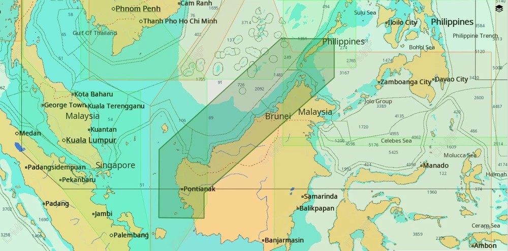 C-MAP Max-N AS-N225 Chart Eastern Malaysia