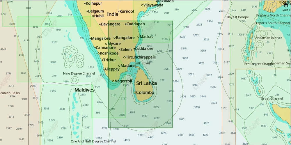 C-MAP MAX-N+ IN-Y213 Chart India South East Coast And Sri Lanka